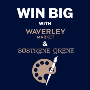 WIN BIG with Waverley Market and Sostrene Grene above a paintbrush and pallette